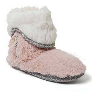 Dearfoams Women's Beth Faux Fur Fold Down Fuzzy Bootie House Slipper Boot